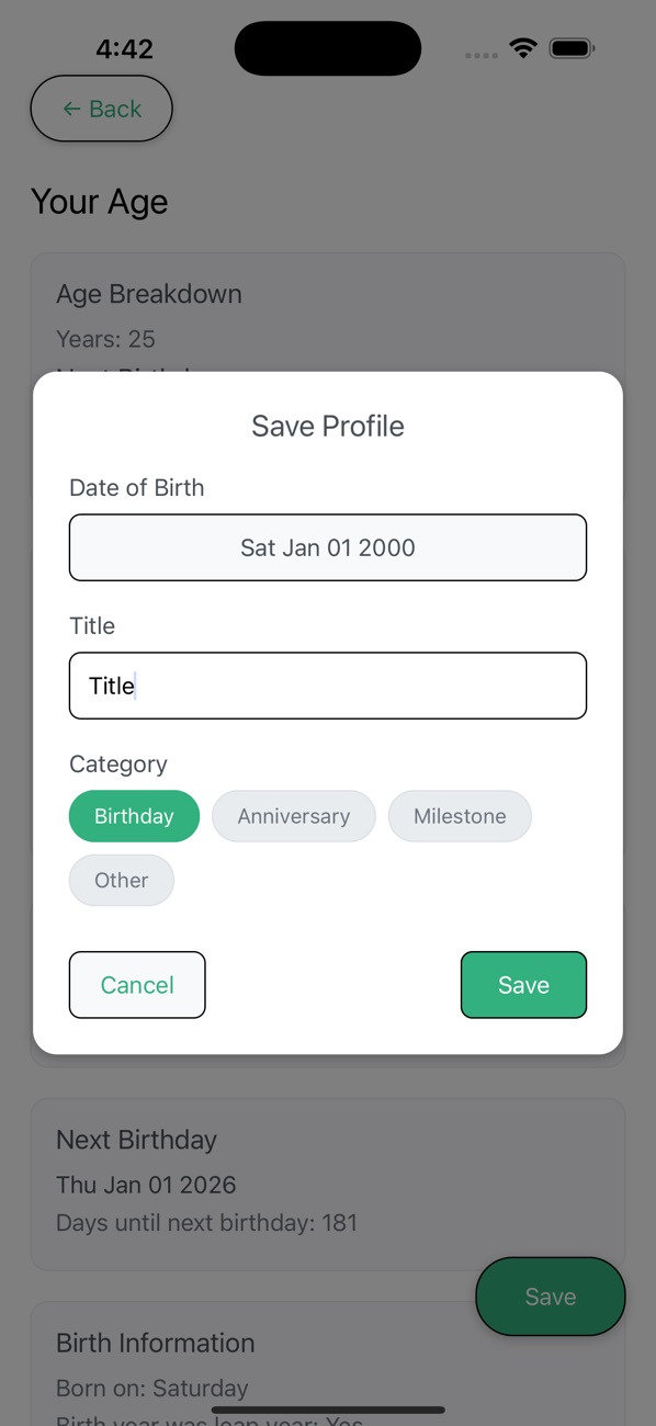 CalculateAge — exact ages and date spans — screenshot 3